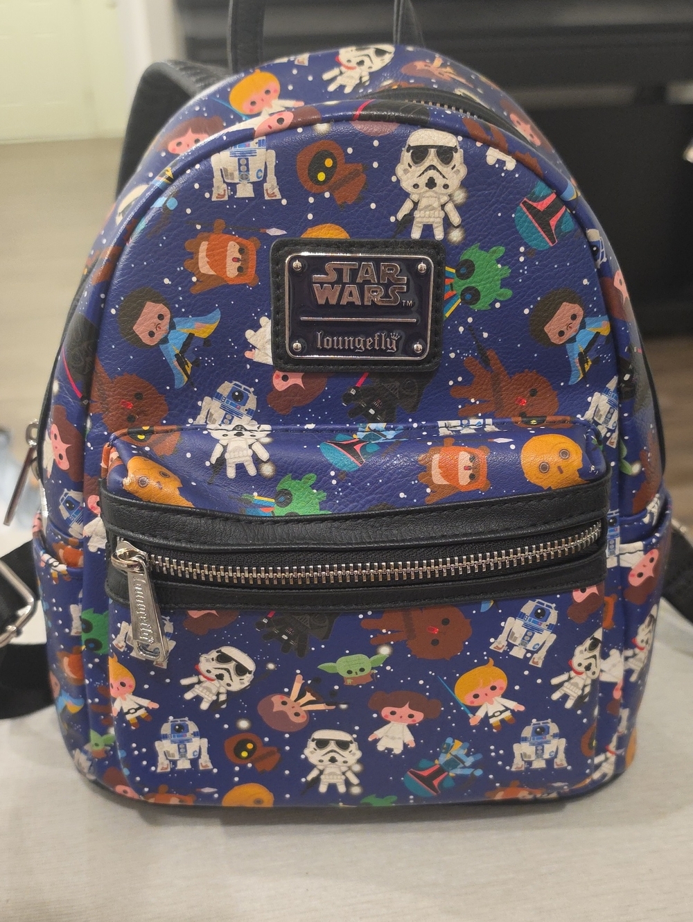 Loungefly Star Wars Leather Mini Backpack - Navy Blue Character Print